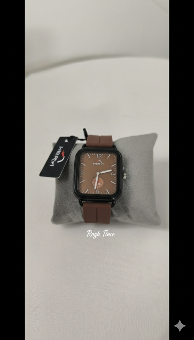 ساعت هری HERYI صفحه مستطیلی قهوه‌ای