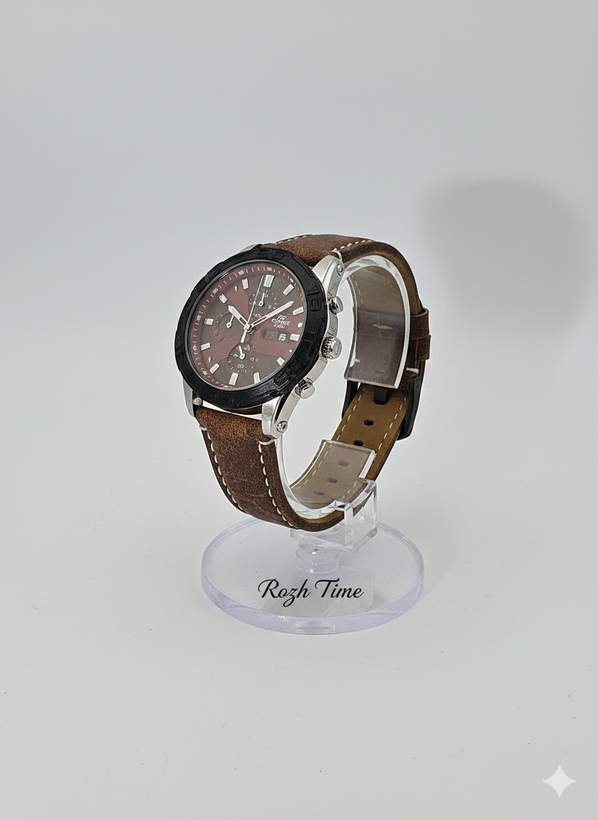 ساعت طرح CASIO EDIFICE- کاسیو طرح کورنو، صفحه و بند قهوهای رنگ