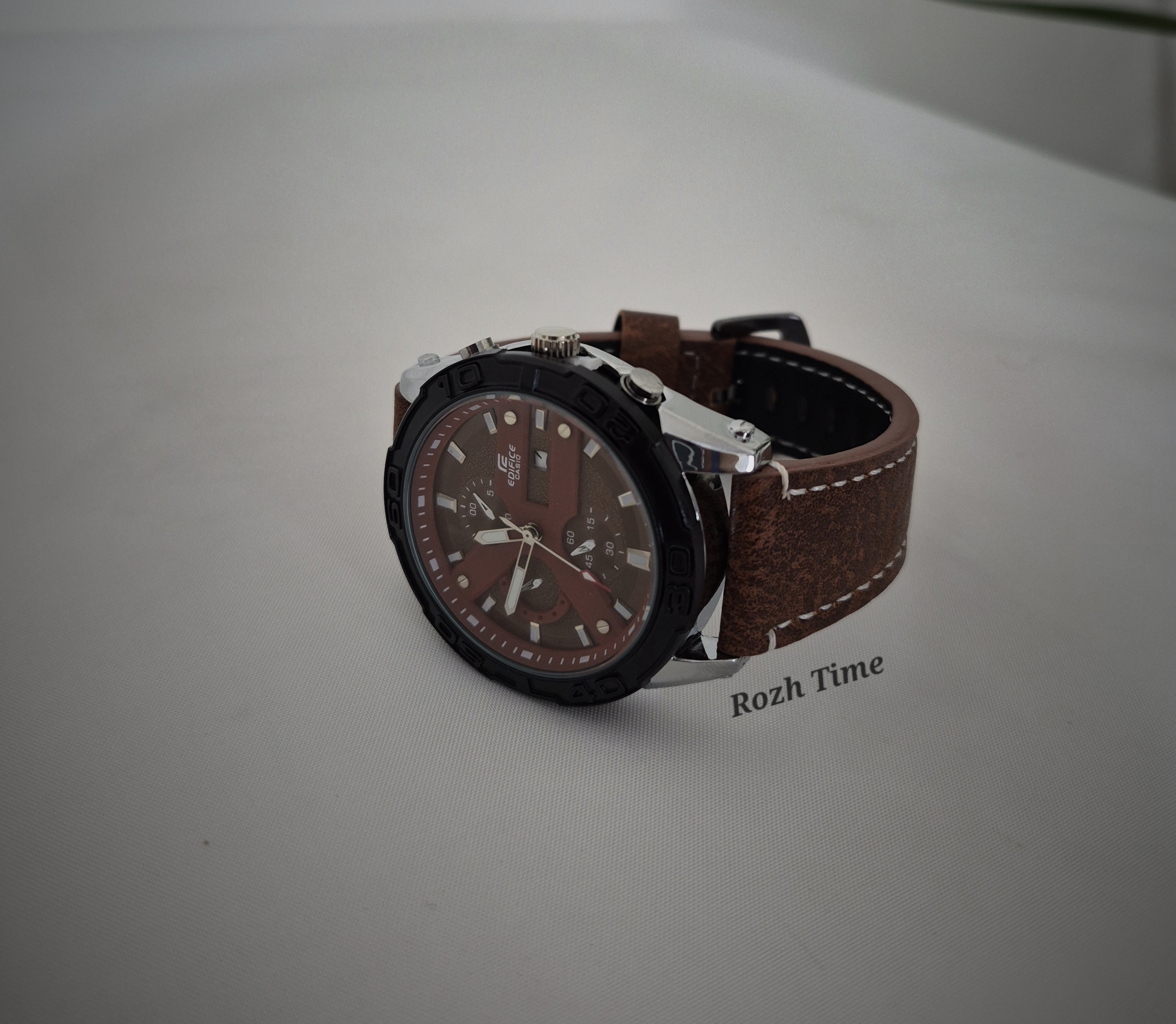 ساعت طرح CASIO EDIFICE- کاسیو طرح کورنو، صفحه و بند قهوه ای رنگ