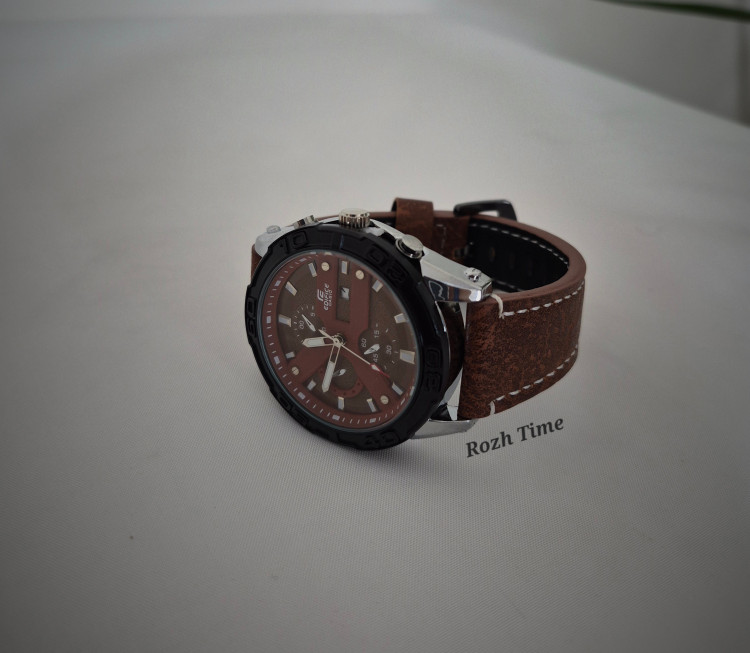 ساعت طرح CASIO EDIFICE- کاسیو طرح کورنو، صفحه و بند قهوه ای رنگ