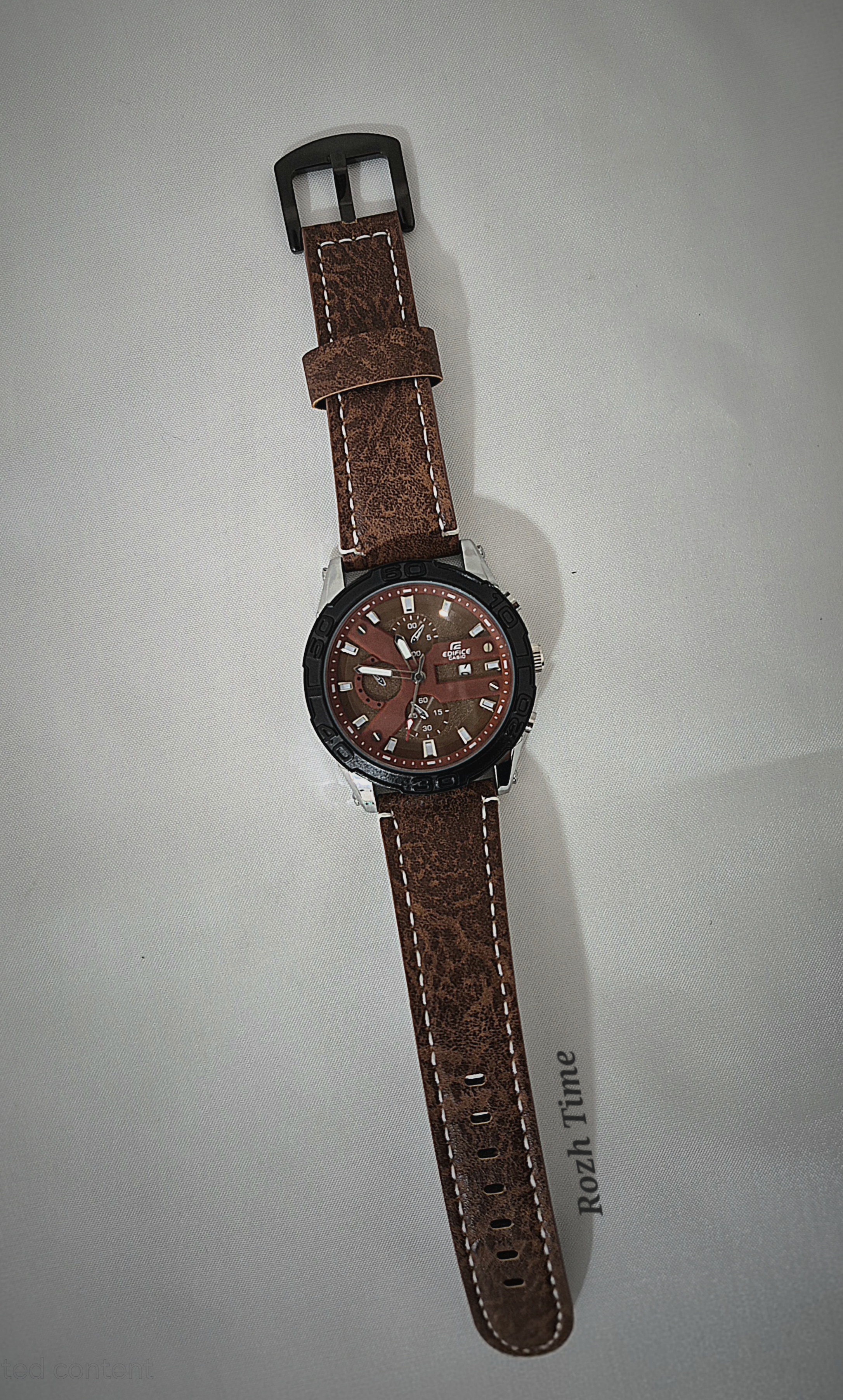 ساعت طرح CASIO EDIFICE- کاسیو طرح کورنو، صفحه و بند قهوه ای رنگ