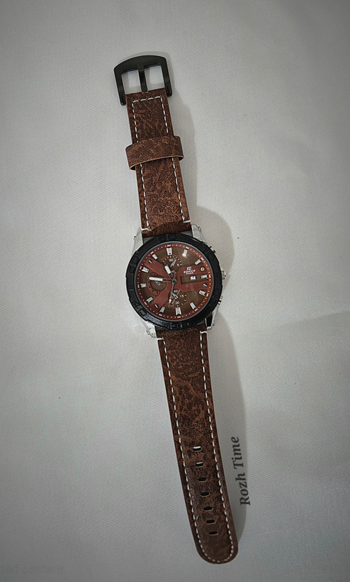 ساعت طرح CASIO EDIFICE- کاسیو طرح کورنو، صفحه و بند قهوه ای رنگ