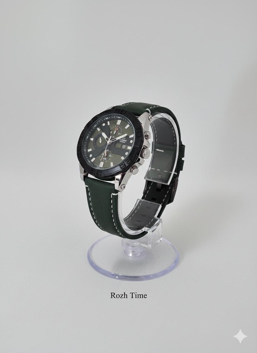 ساعت طرح CASIO EDIFICE- کاسیو طرح کورنو، صفحه و بند سبز رنگ