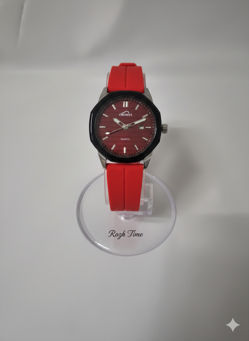 ساعت مچی HERYI صفحه پنج ضلعی قرمز