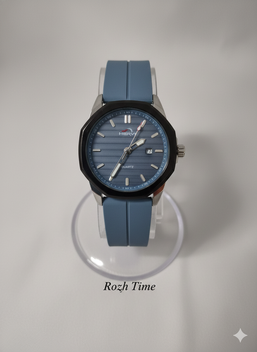 ساعت مچی HERYI صفحه پنج ضلعی آبی