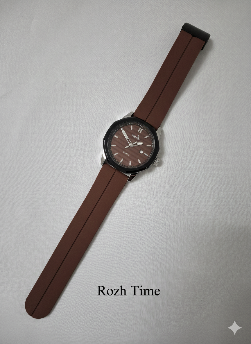 ساعت مچی HERYI صفحه پنج ضلعی قهوه‌ای