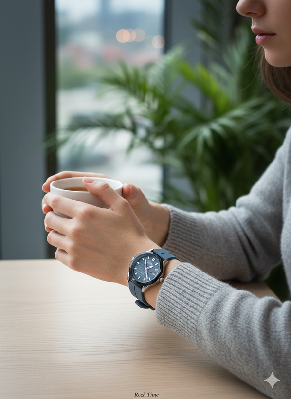 ساعت مچی HERYI صفحه پنج ضلعی آبی