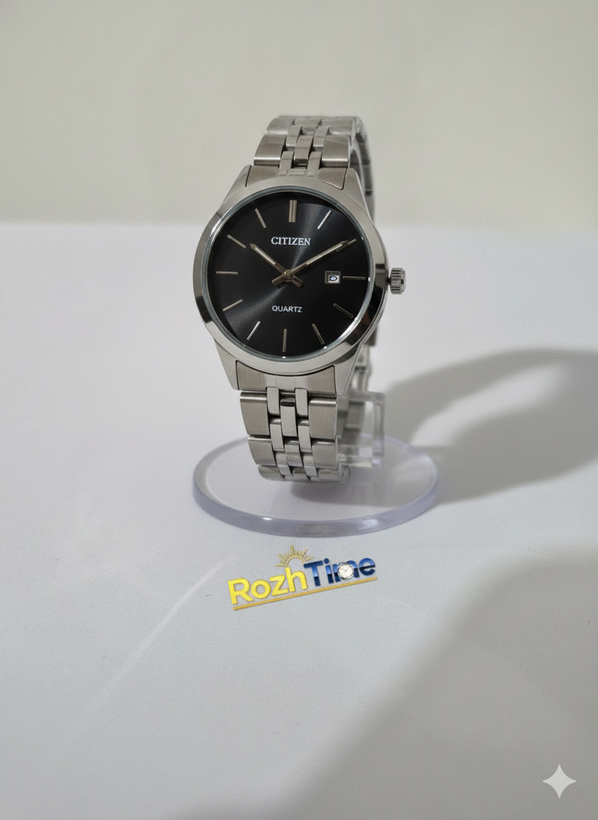ساعت مچی زنانه سیتیزن صفحه مشکی بند نقره ای فلزی