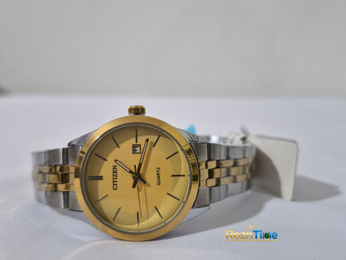 ساعت مچی زنانه سیتیزن صفحه طلایی بند طلایی نقره ای فلزی