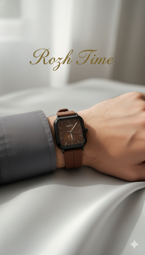 ساعت هری HERYI مستطیلی رنگ قهوه ای