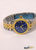ساعت طرح رولکس زنانه استیل تقویم دار صفحه آبی نفتی بند طلایی نقره ای