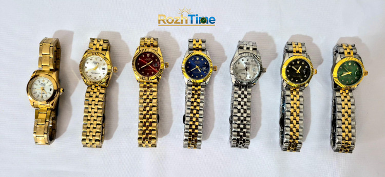 ساعت طرح رولکس زنانه استیل تقویم دار تنوع رنگ