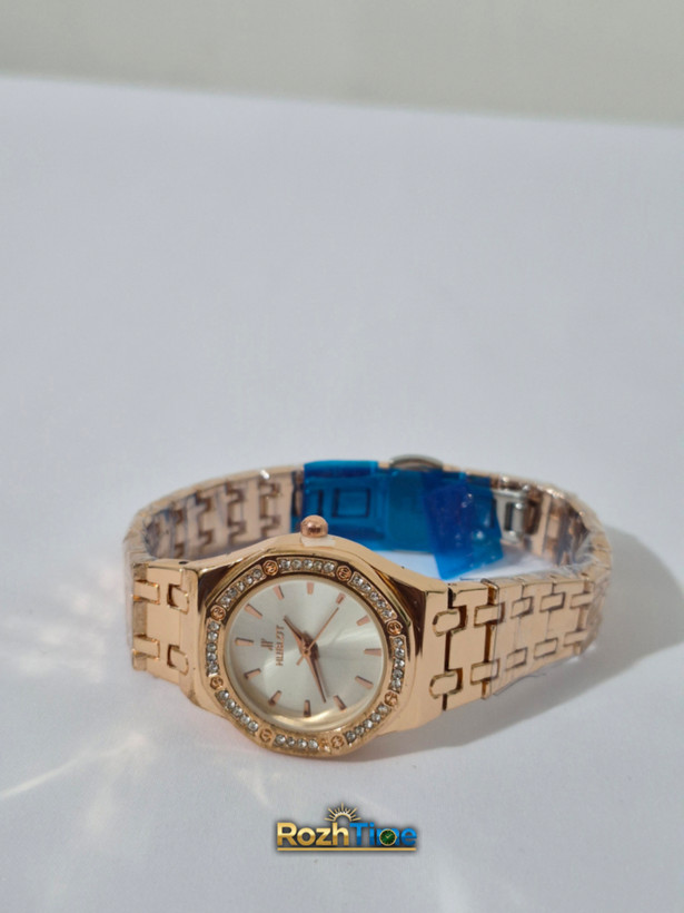 ساعت زنانه هشت ضلعی هابلوت فلزی استیل صفحه سفید بند رزگلد