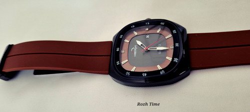 ساعت صفحه مربعی HERYI بند سیلیکونی (رابر) قهوه ای