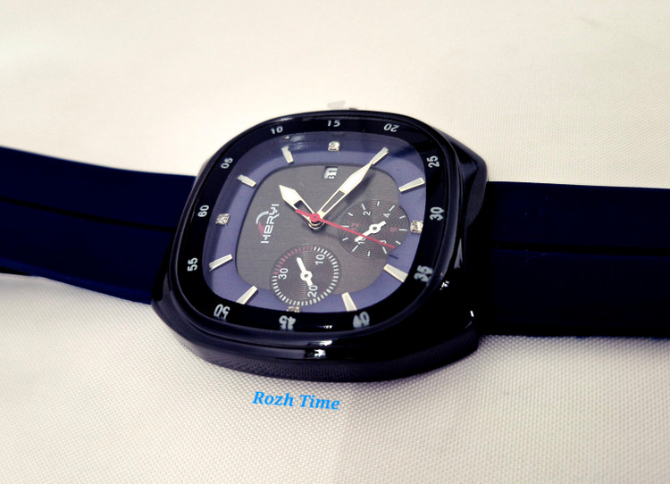 ساعت صفحه مربعی HERYI بند سیلیکونی (رابر) سرمه ای