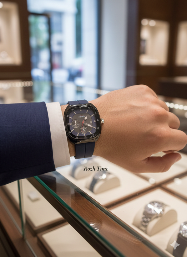 ساعت صفحه مربعی HERYI بند سیلیکونی (رابر) سرمه ای