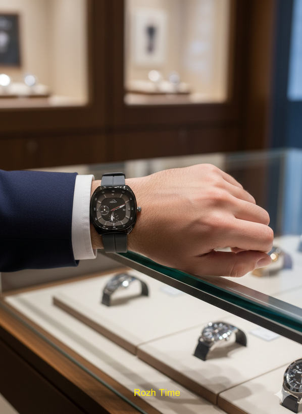 ساعت صفحه مربعی HERYI بند سیلیکونی (رابر) طوسی