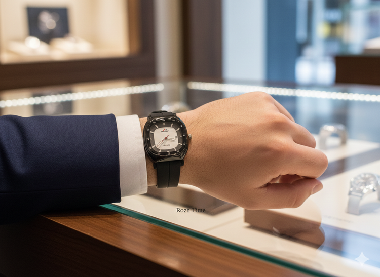 ساعت صفحه مربعی HERYI بند سیلیکونی (رابر) مشکی داخل صفحه سفید