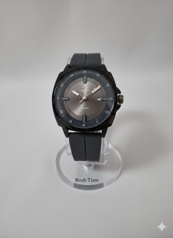 ساعت صفحه گرد HERYI بند سیلیکونی قفل مگنتی ذغالی