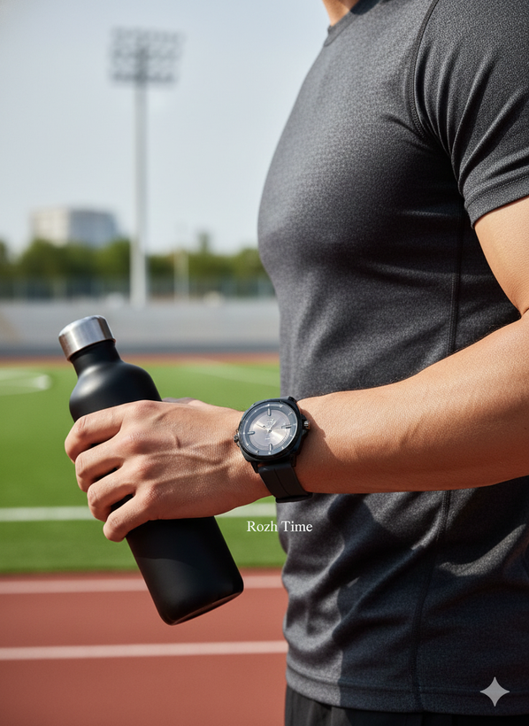 ساعت صفحه گرد HERYI بند سیلیکونی قفل مگنتی ذغالی