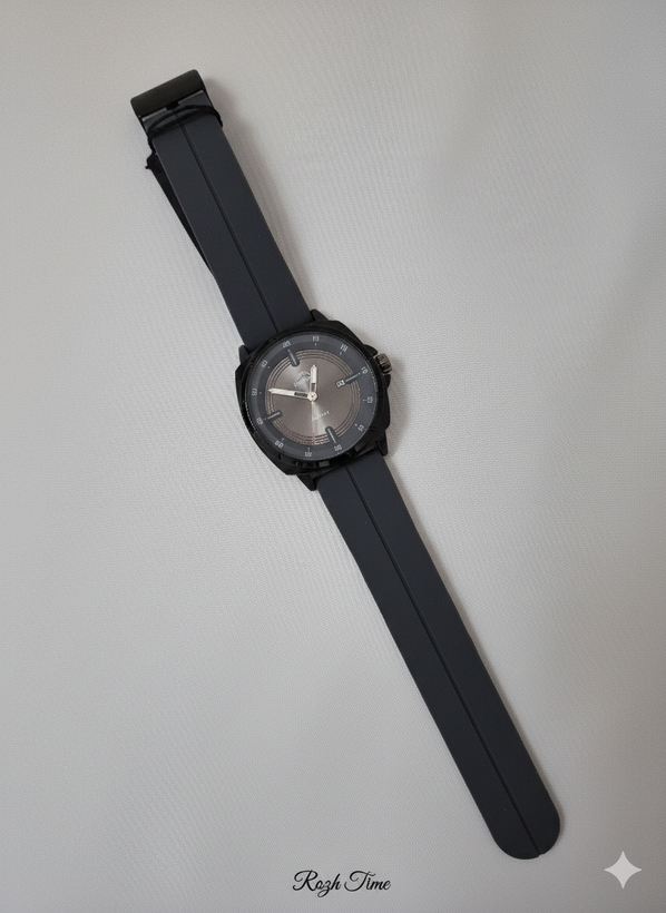 ساعت صفحه گرد HERYI بند سیلیکونی قفل مگنتی ذغالی