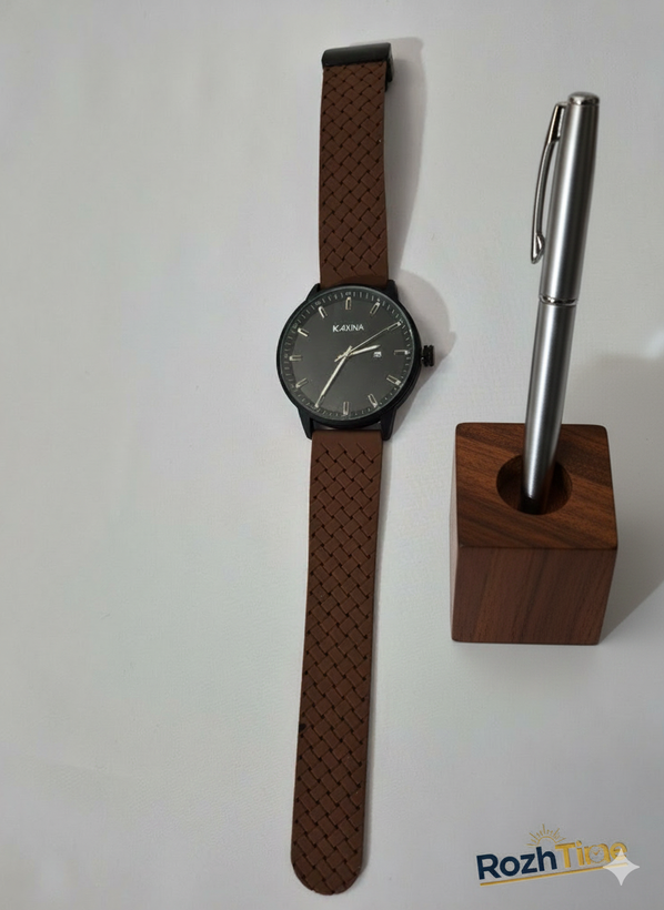 ساعت مردانه کاکسینا بند سلیکونی قفل مگنتی -طراحی مینیمال و شیک - قهوه ای/نسکافه ای