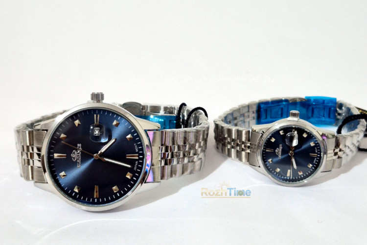 ست ساعت زنانه و مردانه الگانس استیل صفحه سرمه ای - موتور ژاپن