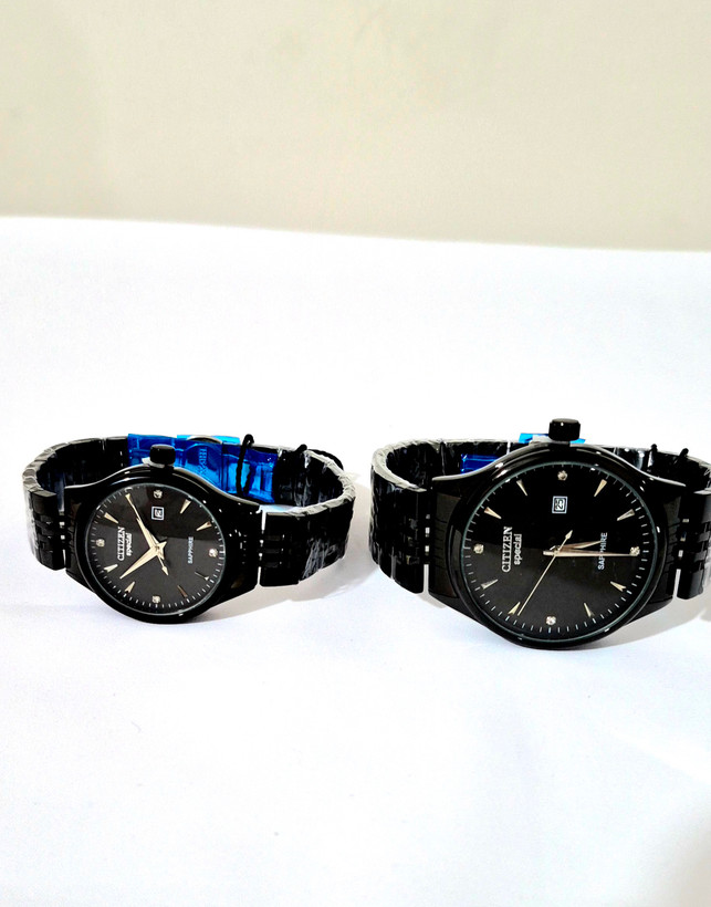 ساعت ست مردانه و زنانه تمام مشکی سیتیزن استیل ضد زنگ - موتور ژاپن