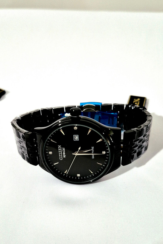 ساعت ست مردانه و زنانه تمام مشکی سیتیزن استیل ضد زنگ - موتور ژاپن