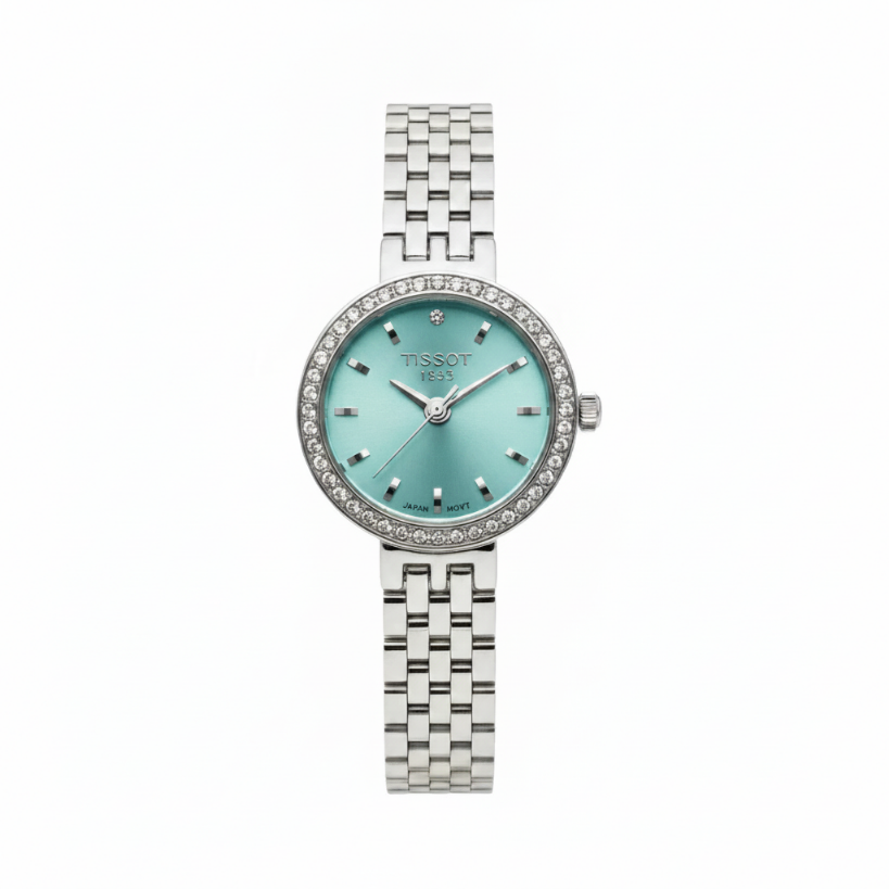 ساعت زنانه تیسوت (TISSOT) استیل صفحه نگینی آبی تیفانی موتور ژاپن
