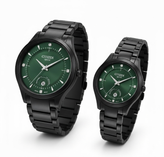 ست ساعت زنانه و مردانه (CITIZEN VIP) سیتیزن تمام استیل صفحه سبز بند مشکی- موتور ژاپن
